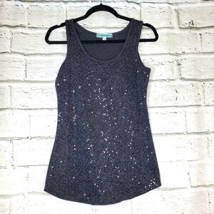 Anthropologie Pleione sequin gray tank top small